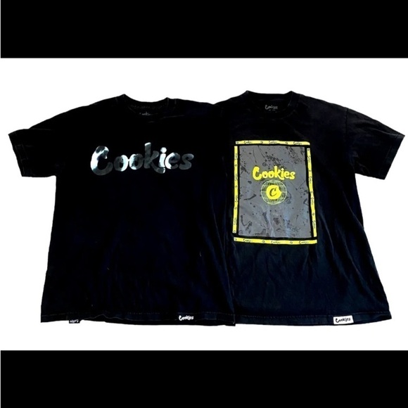 Lot of 2 Mens Authentic Cookies Sz Large T Shirt Black Logo Factory Distressed - Picture 1 of 7